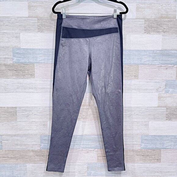 MANDUKA Liquid Faux Leather Leggings Gray Mid Rise Yoga Womens Medium - Picture 1 of 5